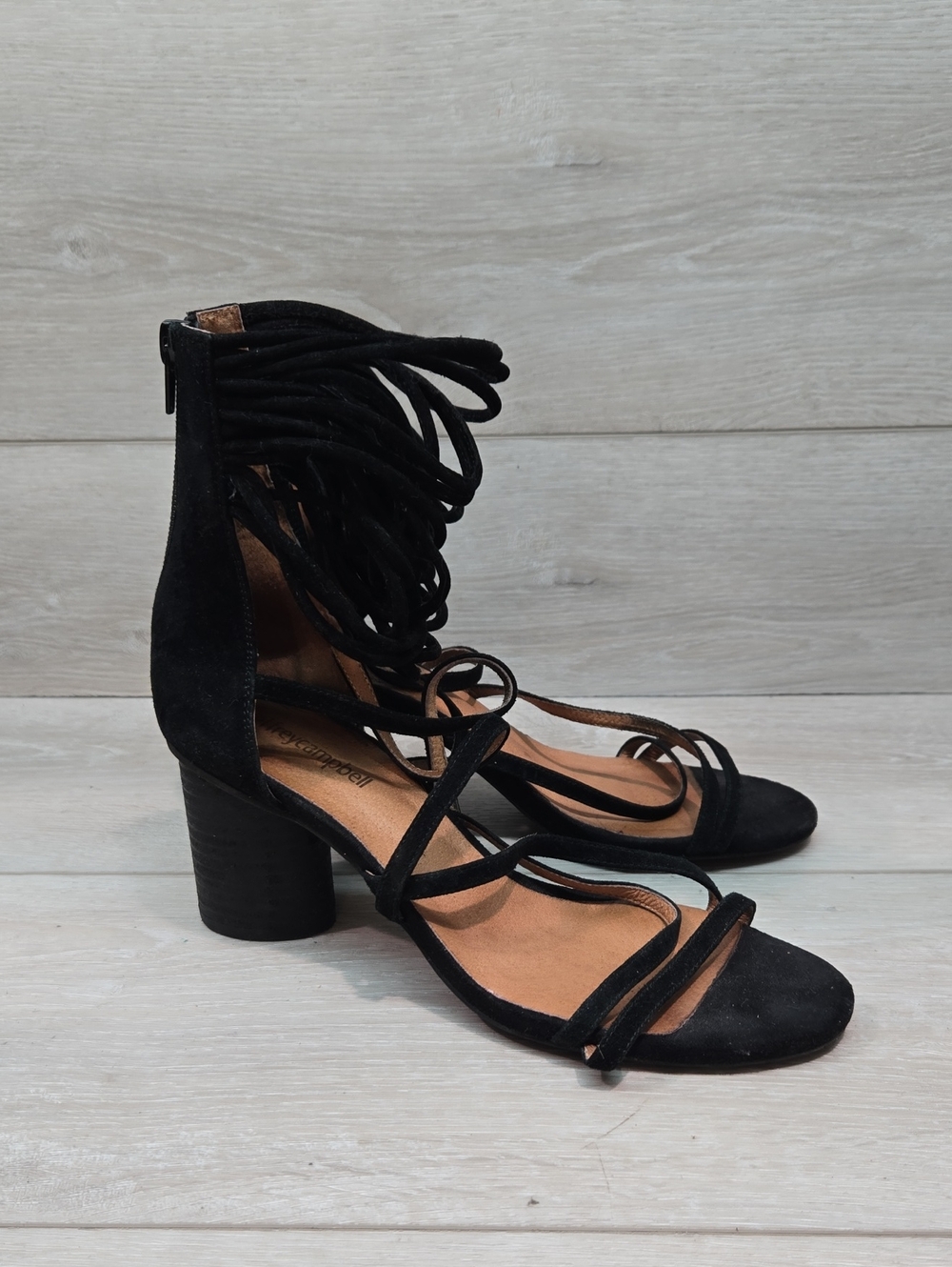 Jeffrey Campbell By Free People Despina Ankle Straps Zip Heels Open Toe Suede 8